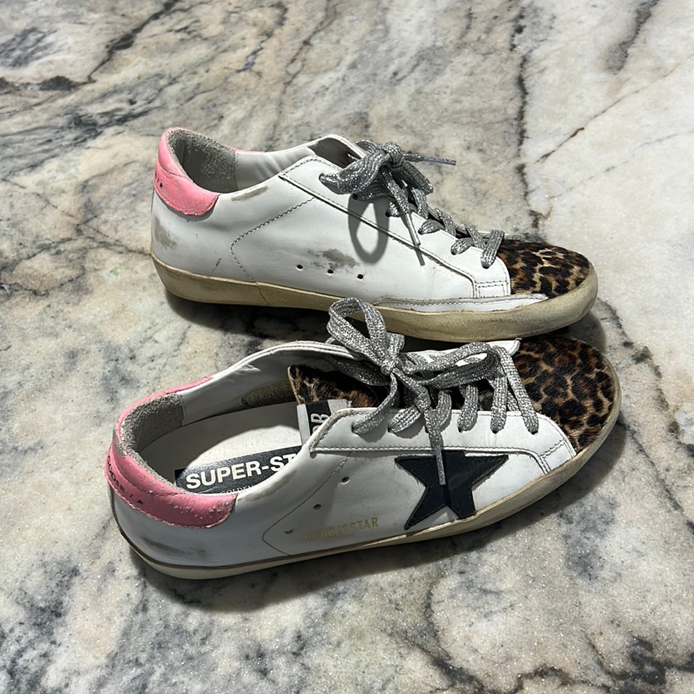 Golden Goose Leopard Print Horse Hair Shoes